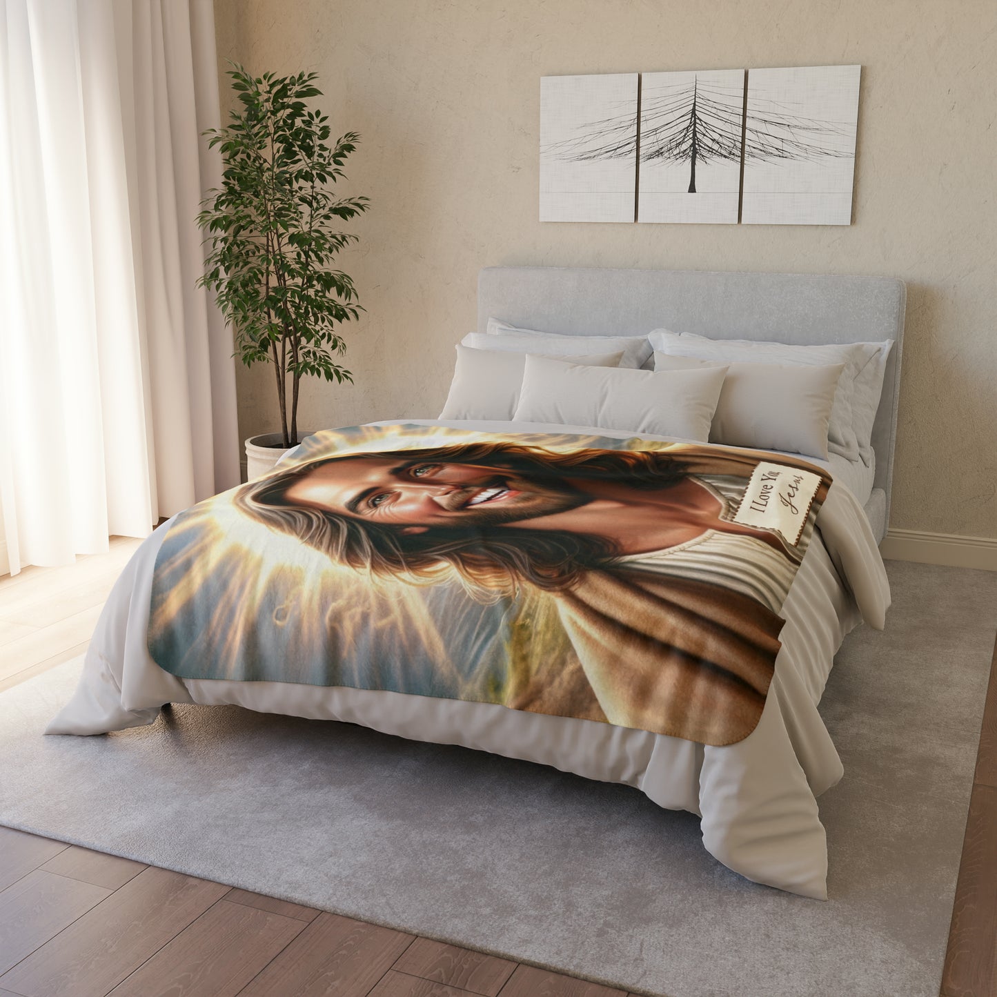 Bask in Divine Love - Jesus Loves You Sherpa Blanket