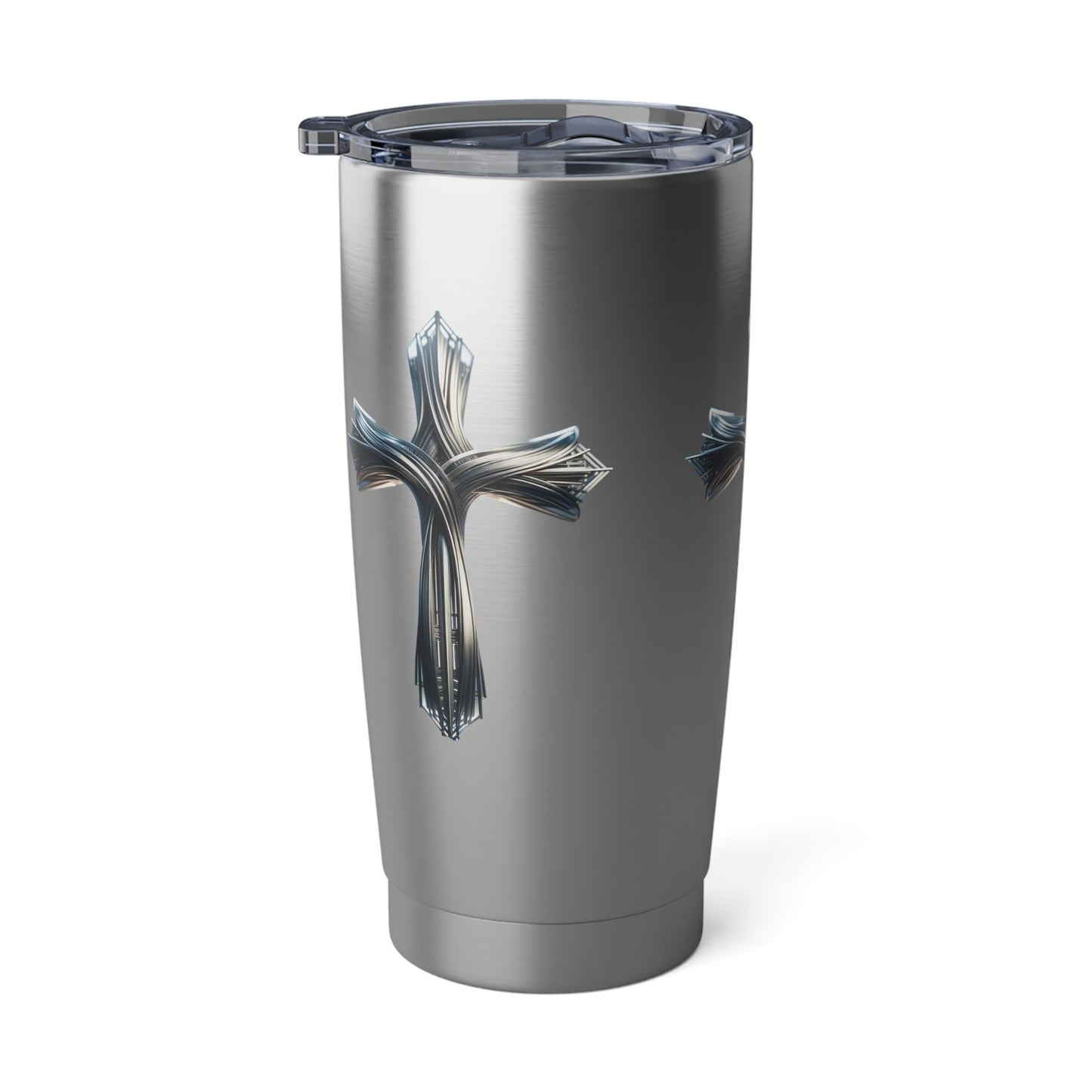 Forged Elegance: The Metallic Cross 20 oz Steel Tumbler