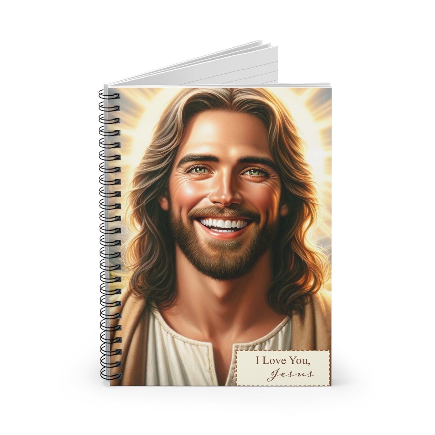Divine Inspiration - Beautiful Jesus Loves You Spiral Notebook with Ruled Lines
