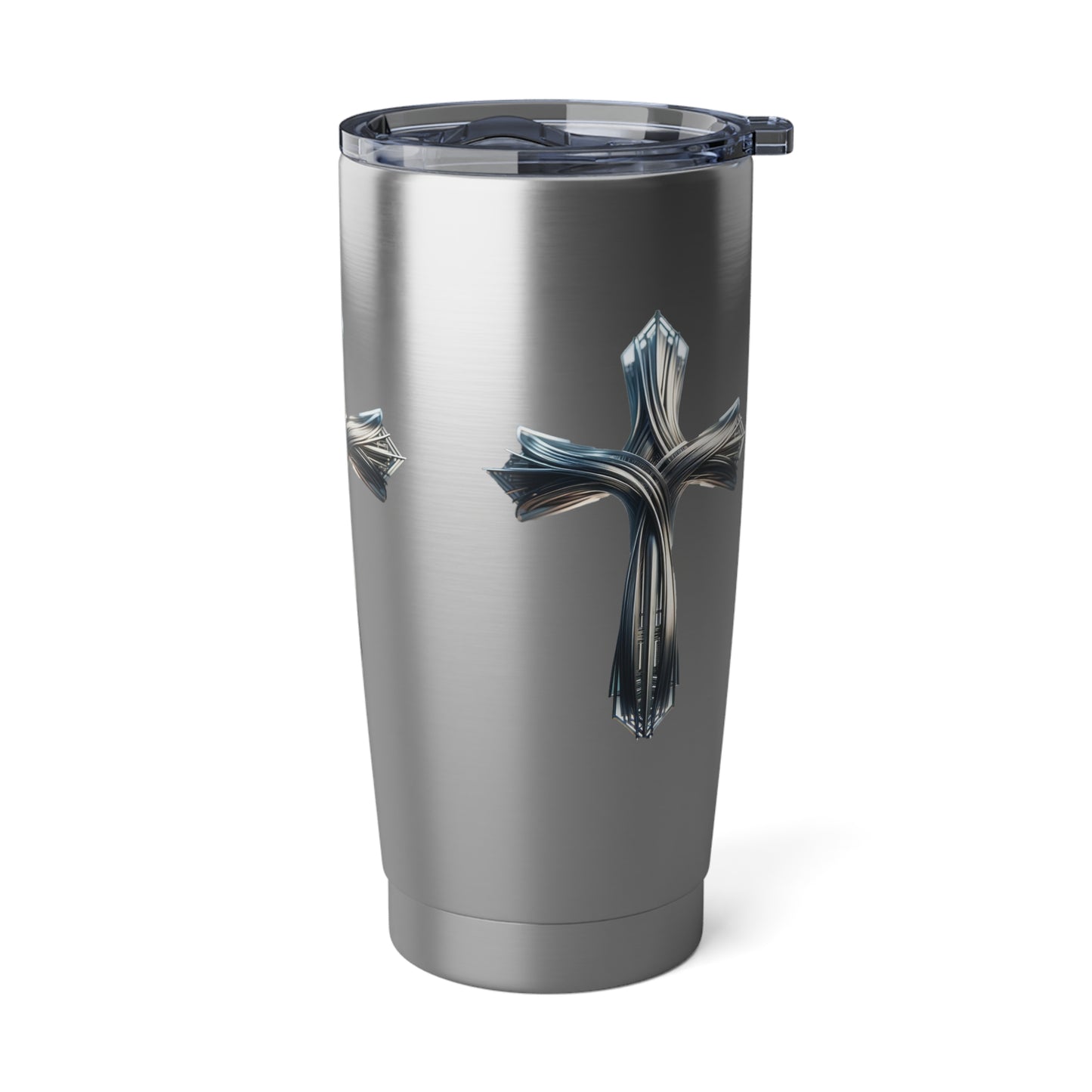 Forged Elegance: The Metallic Cross 20 oz Steel Tumbler