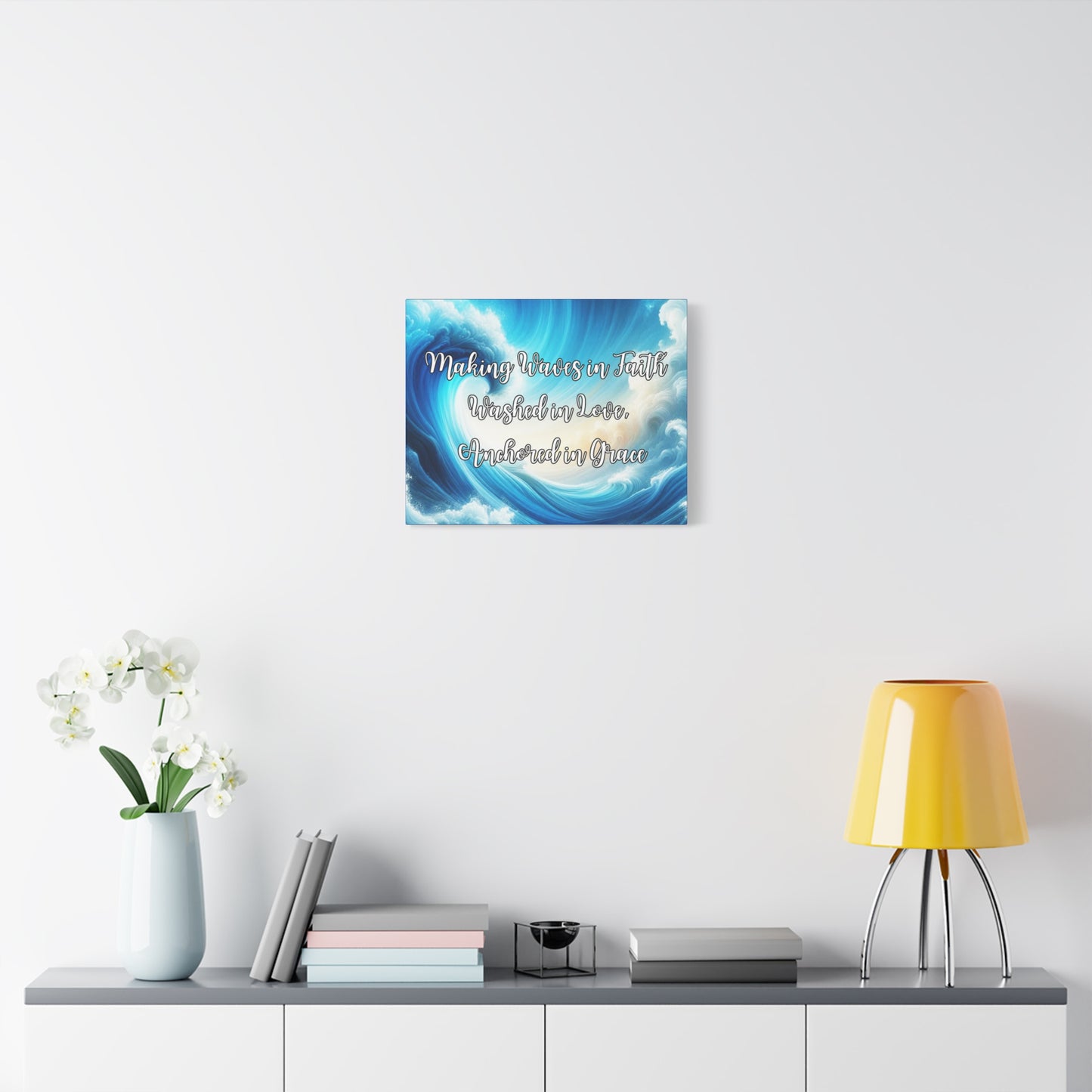Making Waves in Faith, Washed in Love, Anchored in Grace Inspirational Wave Canvas Art