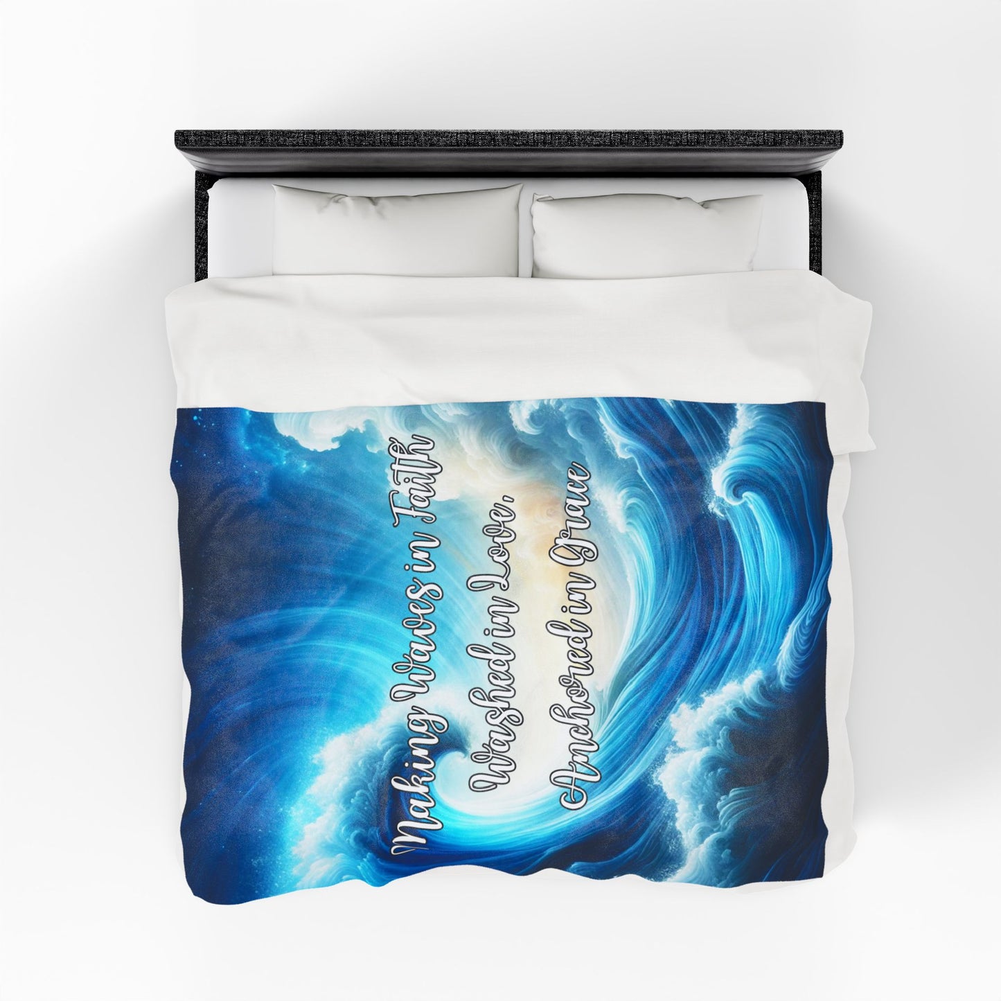 Making Waves in Faith, Anchored in Grace Velveteen Plush Blanket
