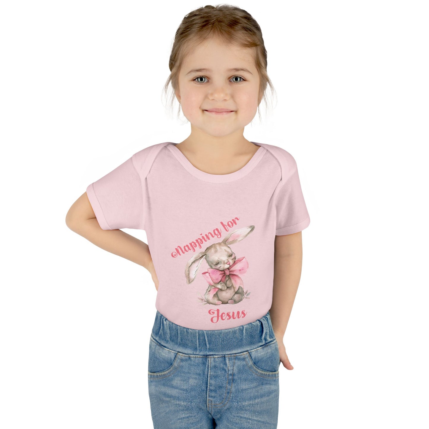 Cute Girl Easter Infant and Toddler Bodysuit - 'Hopping for Jesus' Design