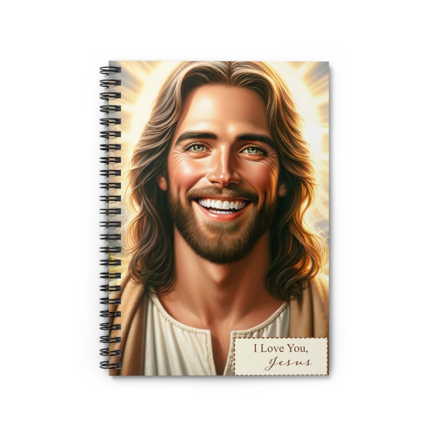 Divine Inspiration - Beautiful Jesus Loves You Spiral Notebook with Ruled Lines