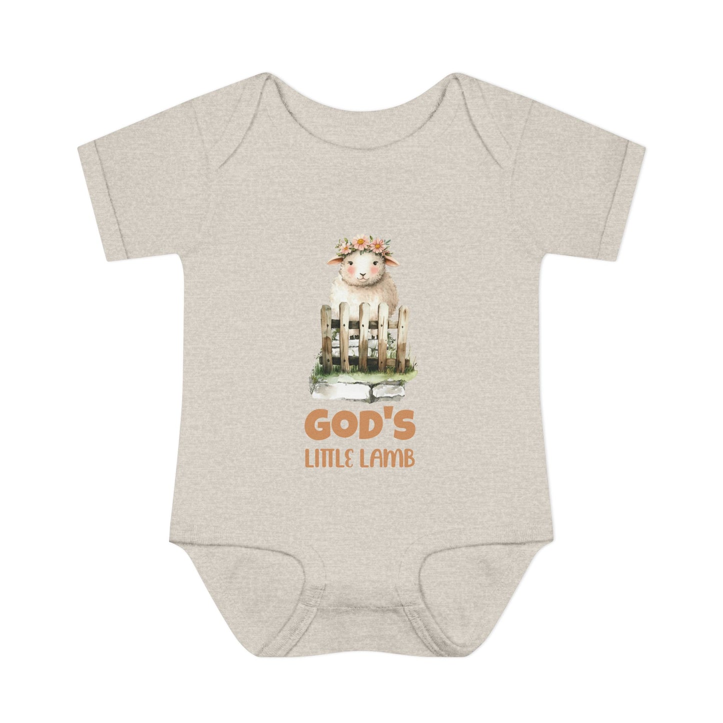 Cute Girl Rib Bodysuit - "God's Little Lamb" Design for Newborns and Toddlers
