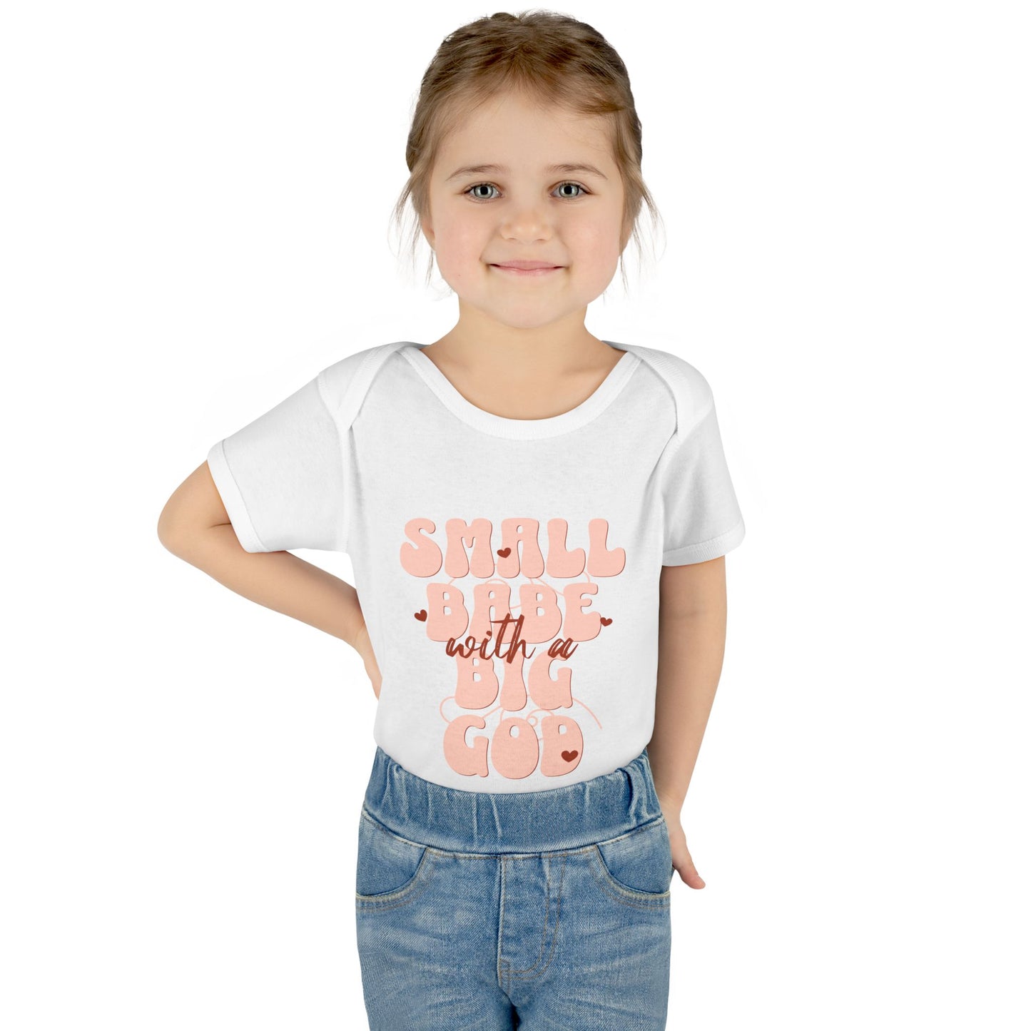 Infant Bodysuit - 'Small Babe with a Big God' - Cute Girl Rib Bodysuit
