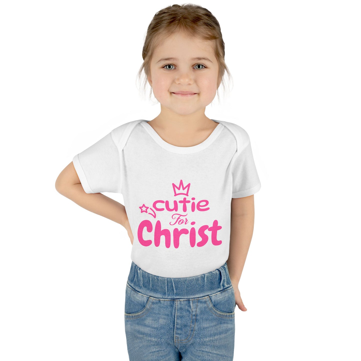 Cute Girl's 'Cutie for Christ' Infant and Toddler Bodysuit