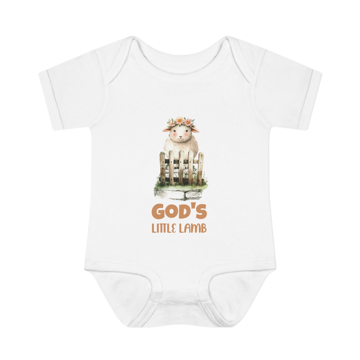 Cute Girl Rib Bodysuit - "God's Little Lamb" Design for Newborns and Toddlers