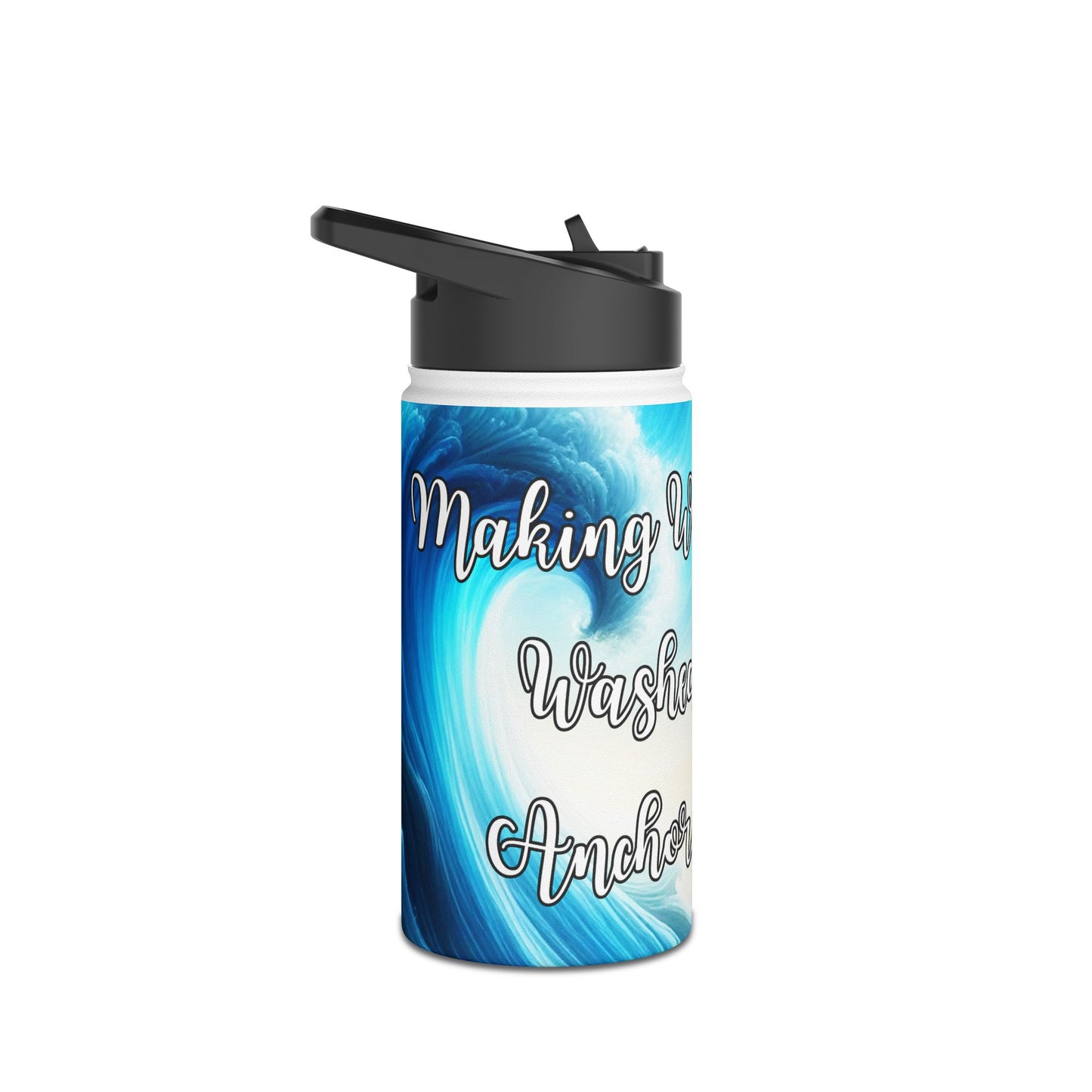 Love, Faith & Anchored Waves Stainless Steel Water Bottle Design