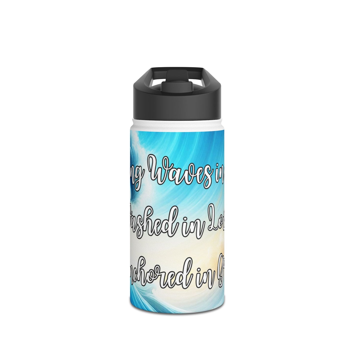 Love, Faith & Anchored Waves Stainless Steel Water Bottle Design