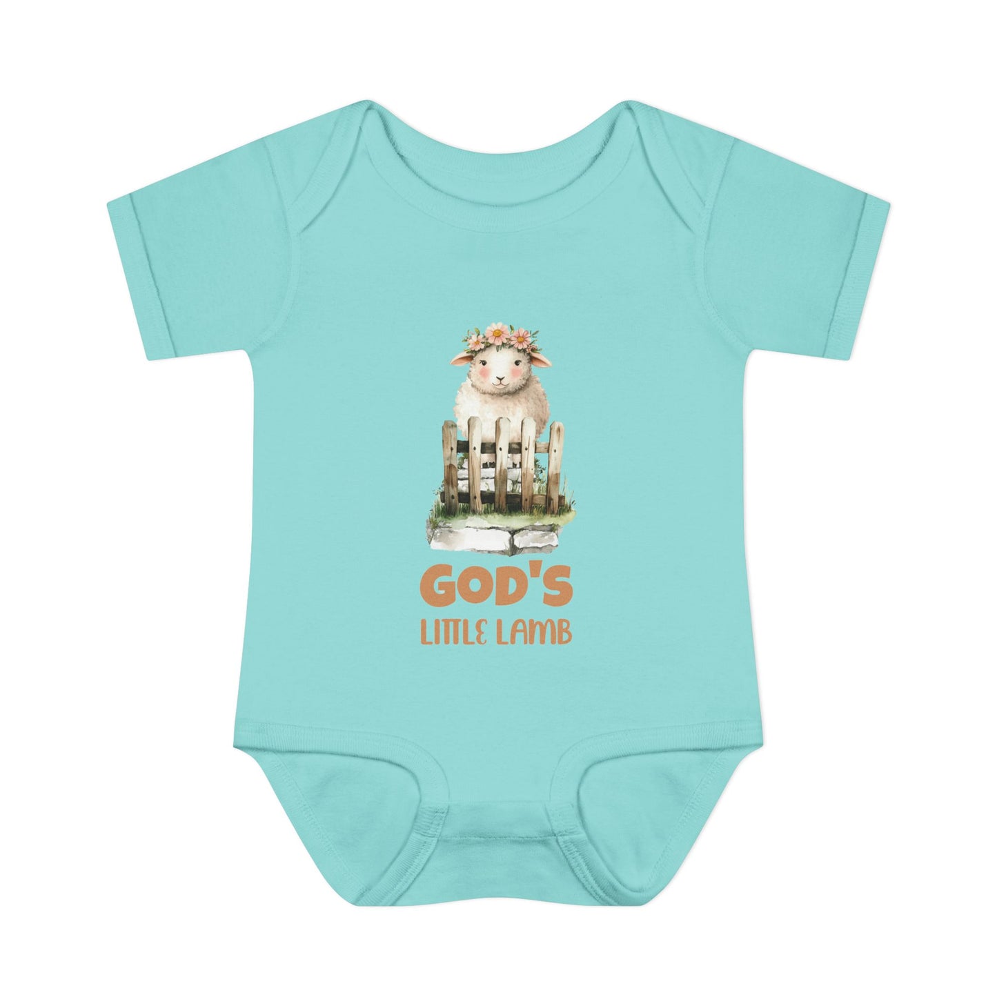 Cute Girl Rib Bodysuit - "God's Little Lamb" Design for Newborns and Toddlers