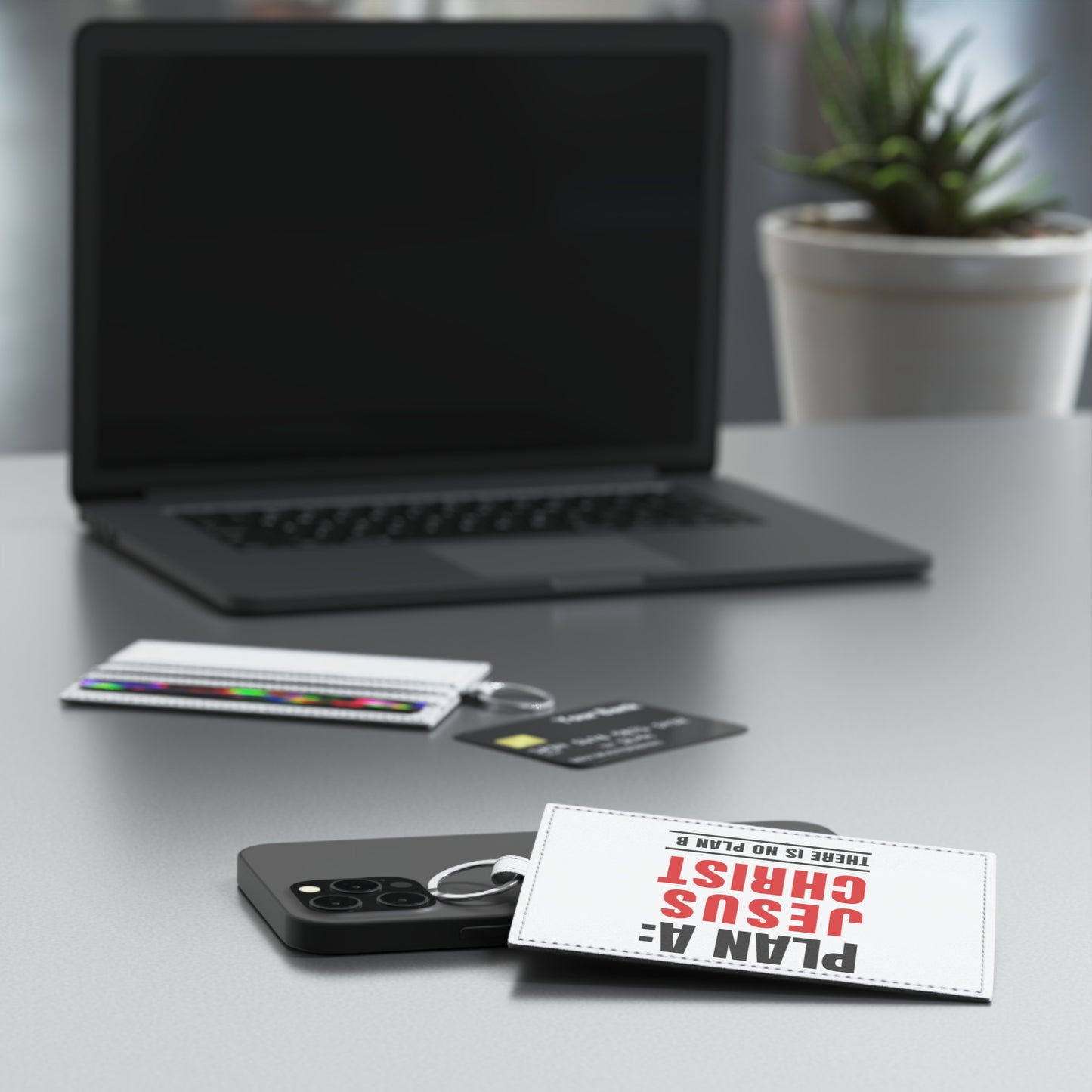 Sacred Style: 'Plan A: Jesus Christ. There is No Plan B.' Saffiano Leather Card Holder