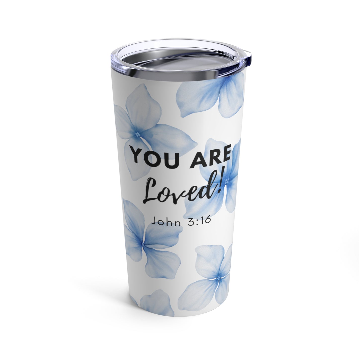 You Are Loved Blue Floral Tumbler 20oz