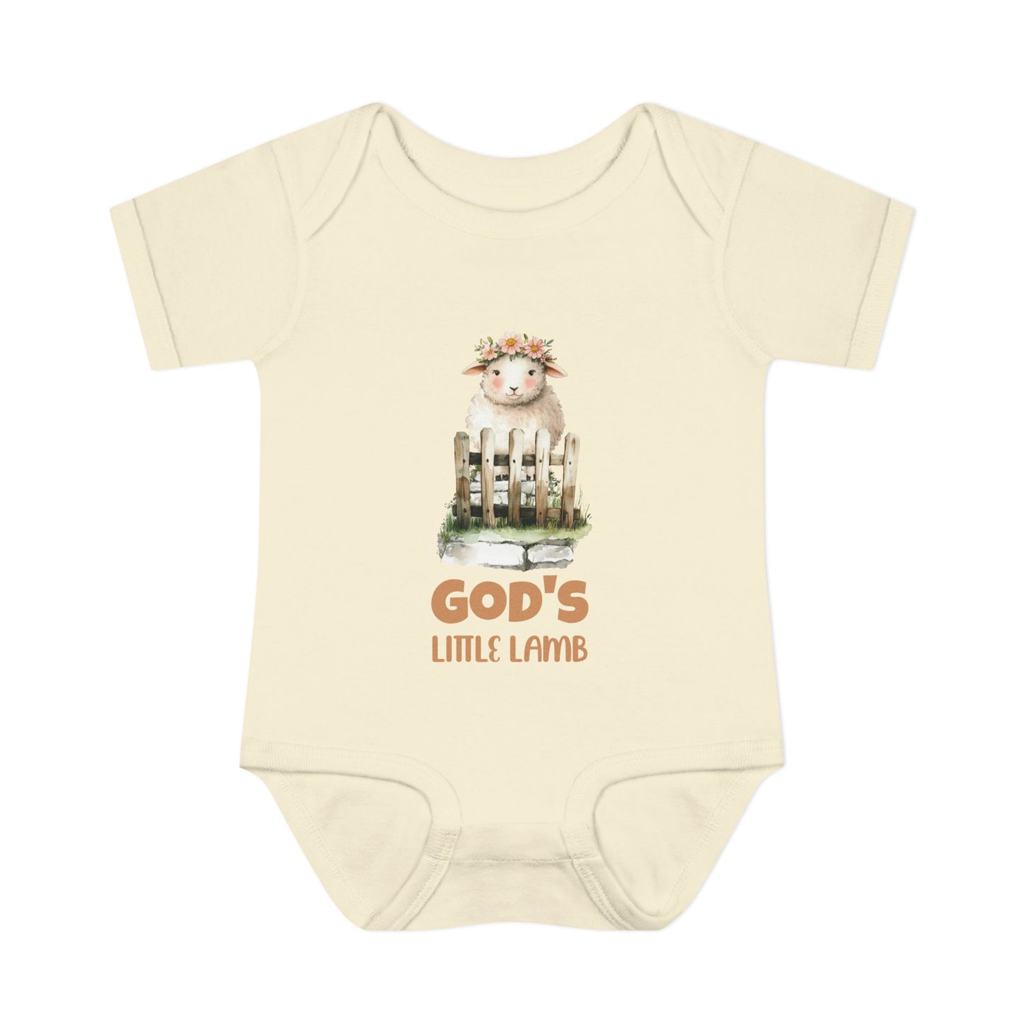 Cute Girl Rib Bodysuit - "God's Little Lamb" Design for Newborns and Toddlers