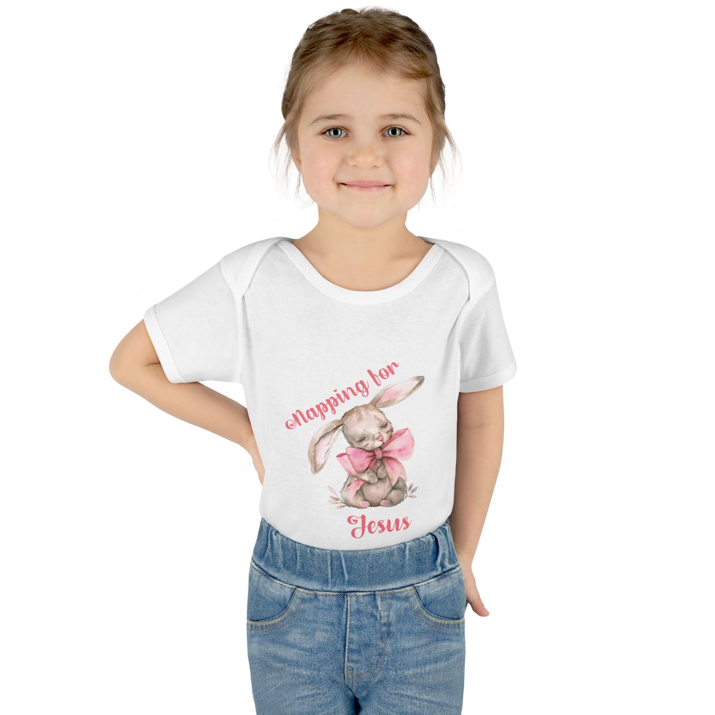 Cute Girl Easter Infant and Toddler Bodysuit - 'Hopping for Jesus' Design