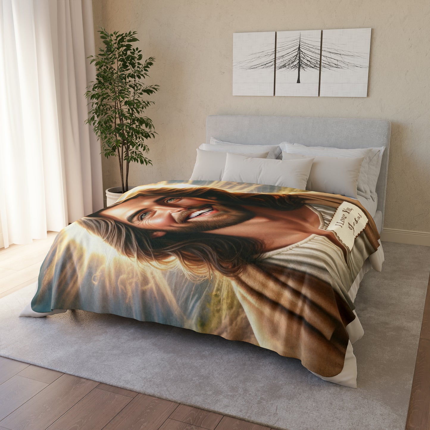Bask in Divine Love - Jesus Loves You Sherpa Blanket