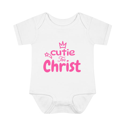 Cute Girl's 'Cutie for Christ' Infant and Toddler Bodysuit