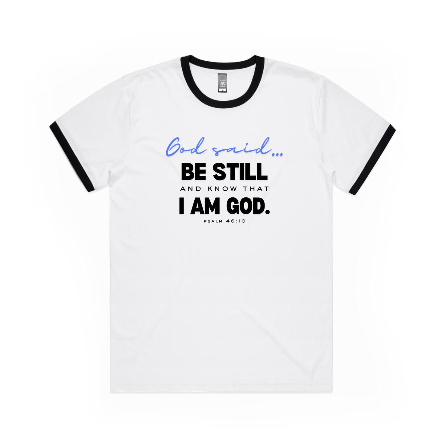 Be Still and Know Ringer Tee for Men | Faith-Based Apparel for Men | Bible Verse Ringer Tee | Inspirational Religious Gift