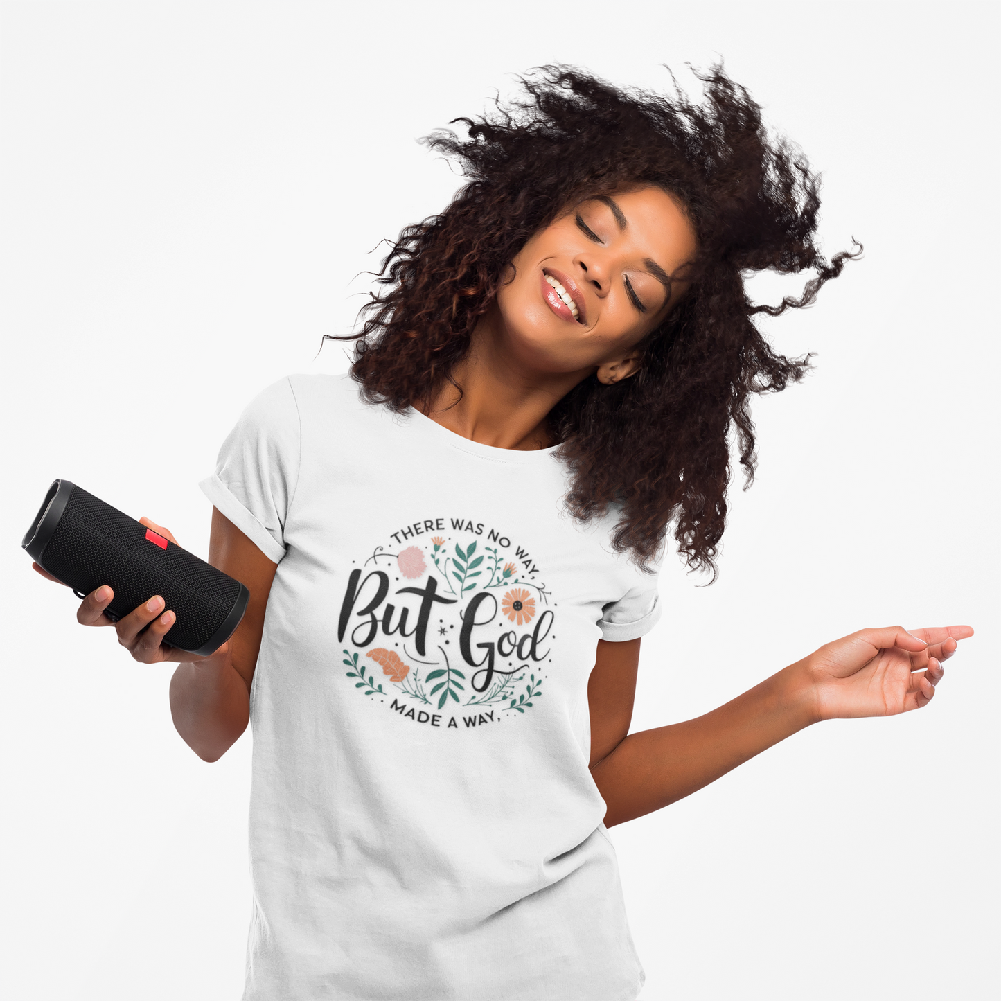 There Was No Way... But God Made A Way Faith Shirt - Christian Apparel for Women | Inspirational Floral Tee
