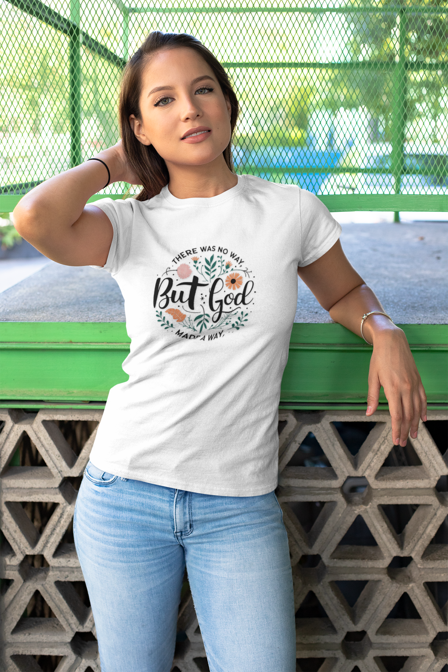 There Was No Way... But God Made A Way Faith Shirt - Christian Apparel for Women | Inspirational Floral Tee