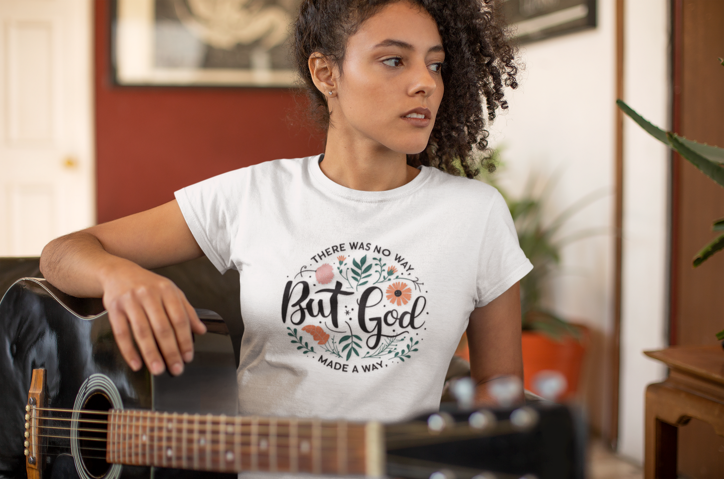 There Was No Way... But God Made A Way Faith Shirt - Christian Apparel for Women | Inspirational Floral Tee