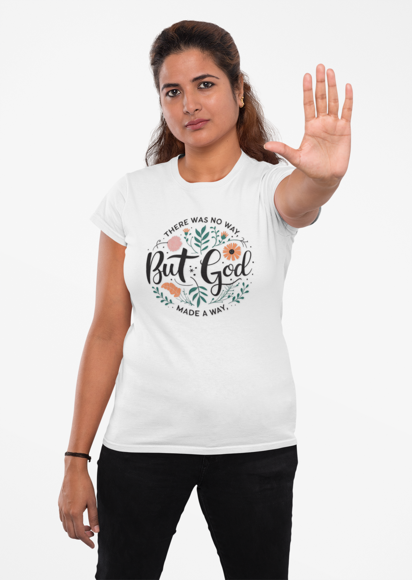There Was No Way... But God Made A Way Faith Shirt - Christian Apparel for Women | Inspirational Floral Tee