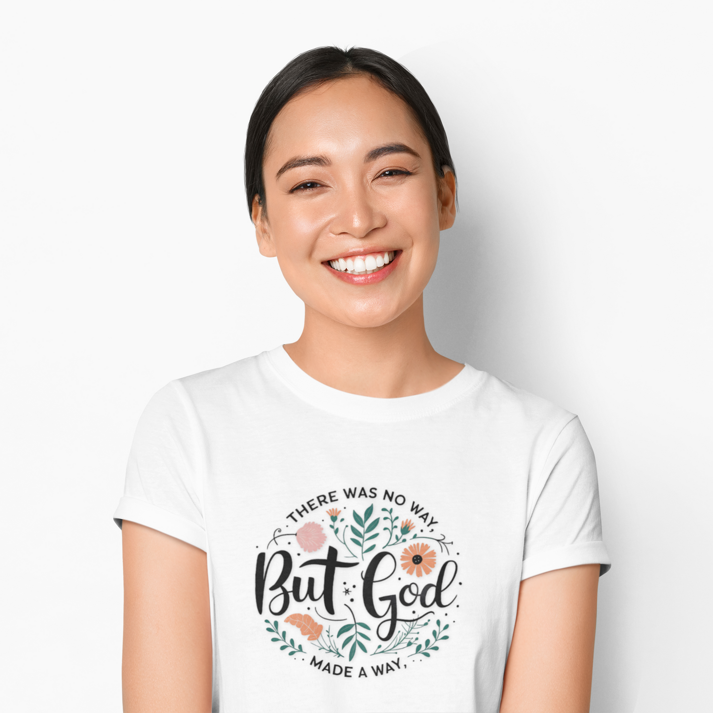 There Was No Way... But God Made A Way Faith Shirt - Christian Apparel for Women | Inspirational Floral Tee