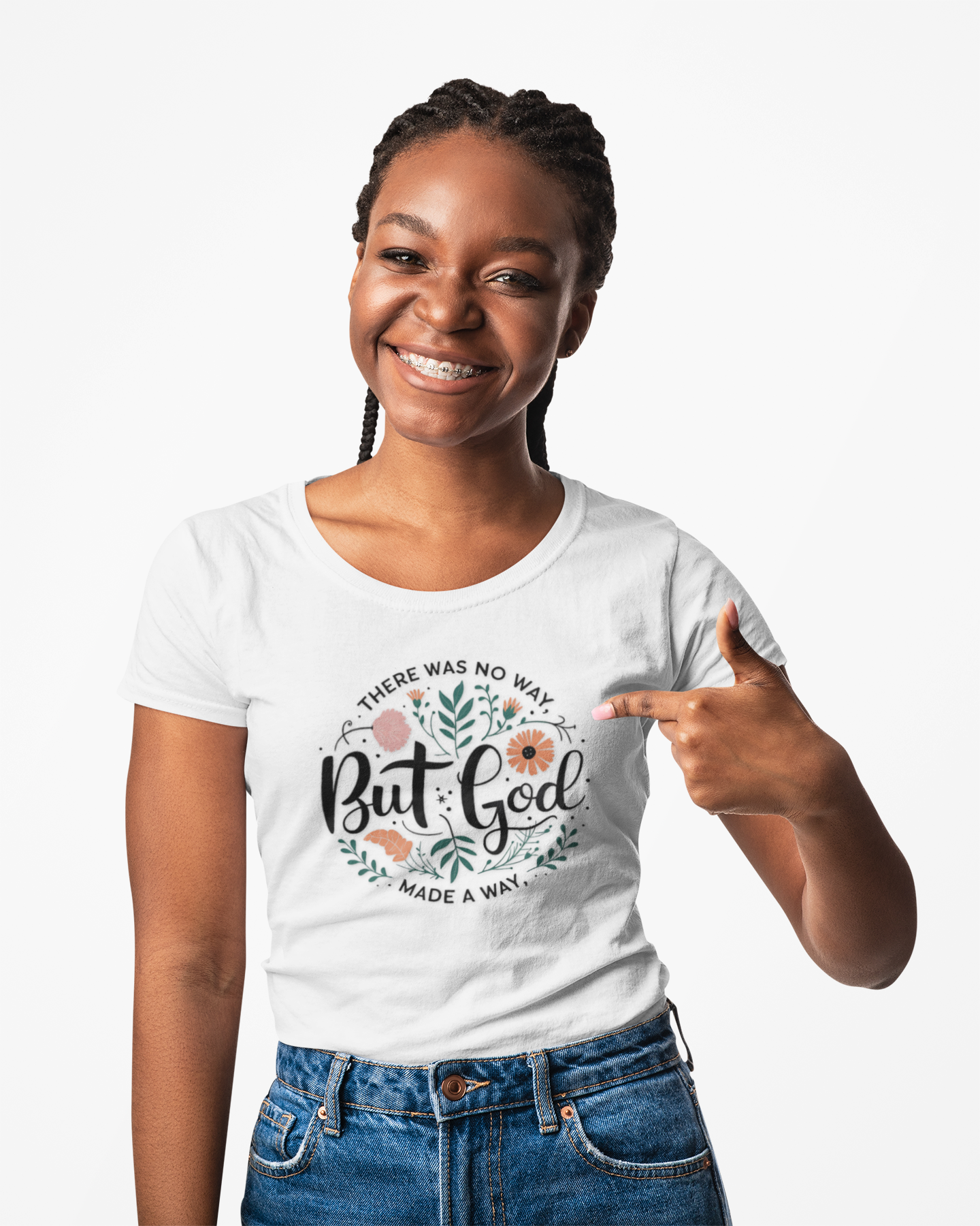 There Was No Way... But God Made A Way Faith Shirt - Christian Apparel for Women | Inspirational Floral Tee