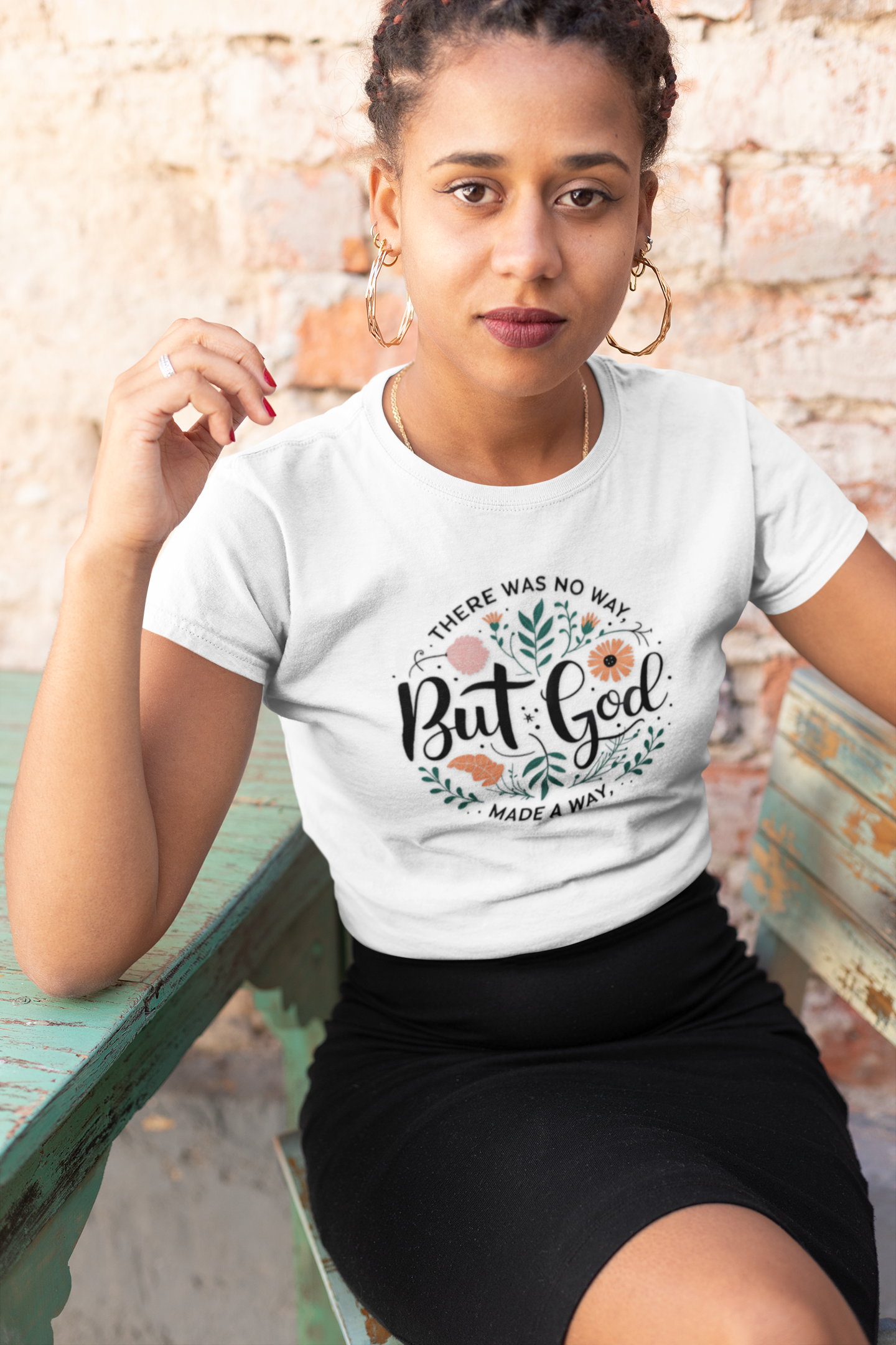 There Was No Way... But God Made A Way Faith Shirt - Christian Apparel for Women | Inspirational Floral Tee
