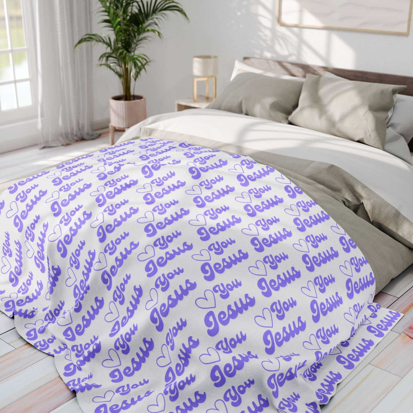 Faith & Comfort Combined – Cozy 'Love You Jesus' Fleece Blanket for Every Occasion