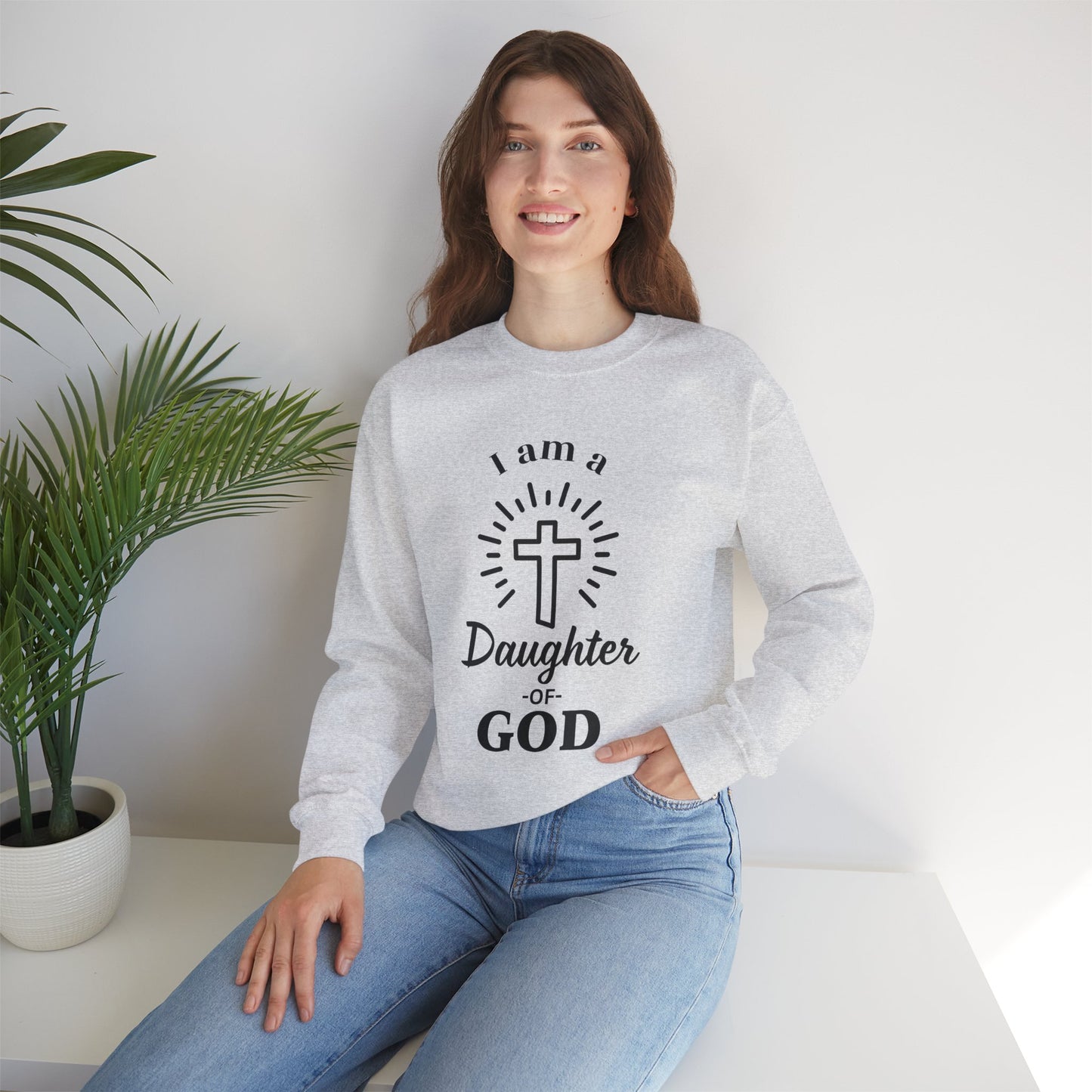 Daughter of God Crewneck Sweatshirt - Faith-Inspired Unisex Heavy Blend