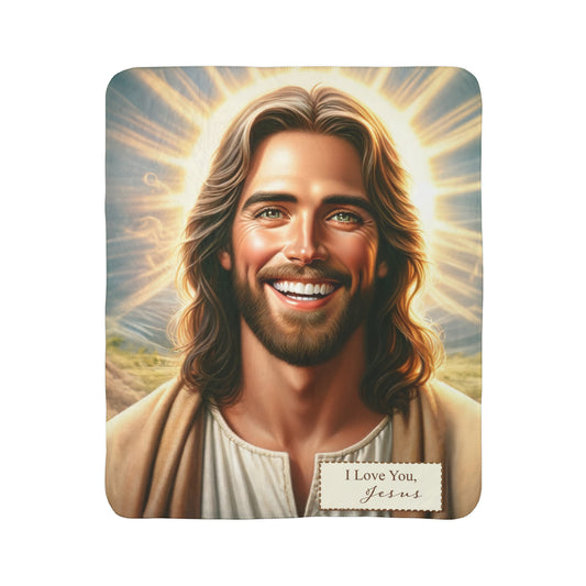Bask in Divine Love - Jesus Loves You Sherpa Blanket