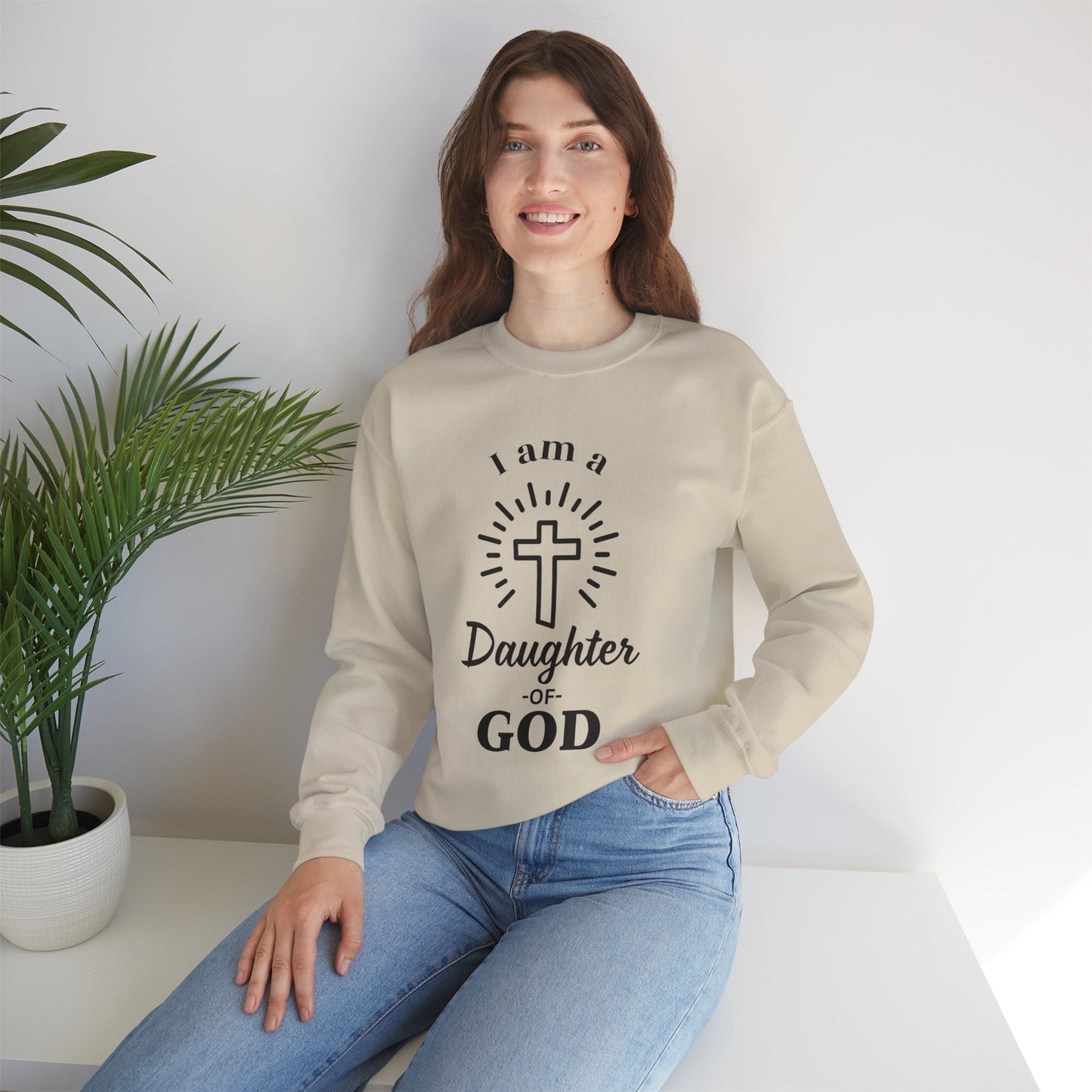 Daughter of God Crewneck Sweatshirt - Faith-Inspired Unisex Heavy Blend