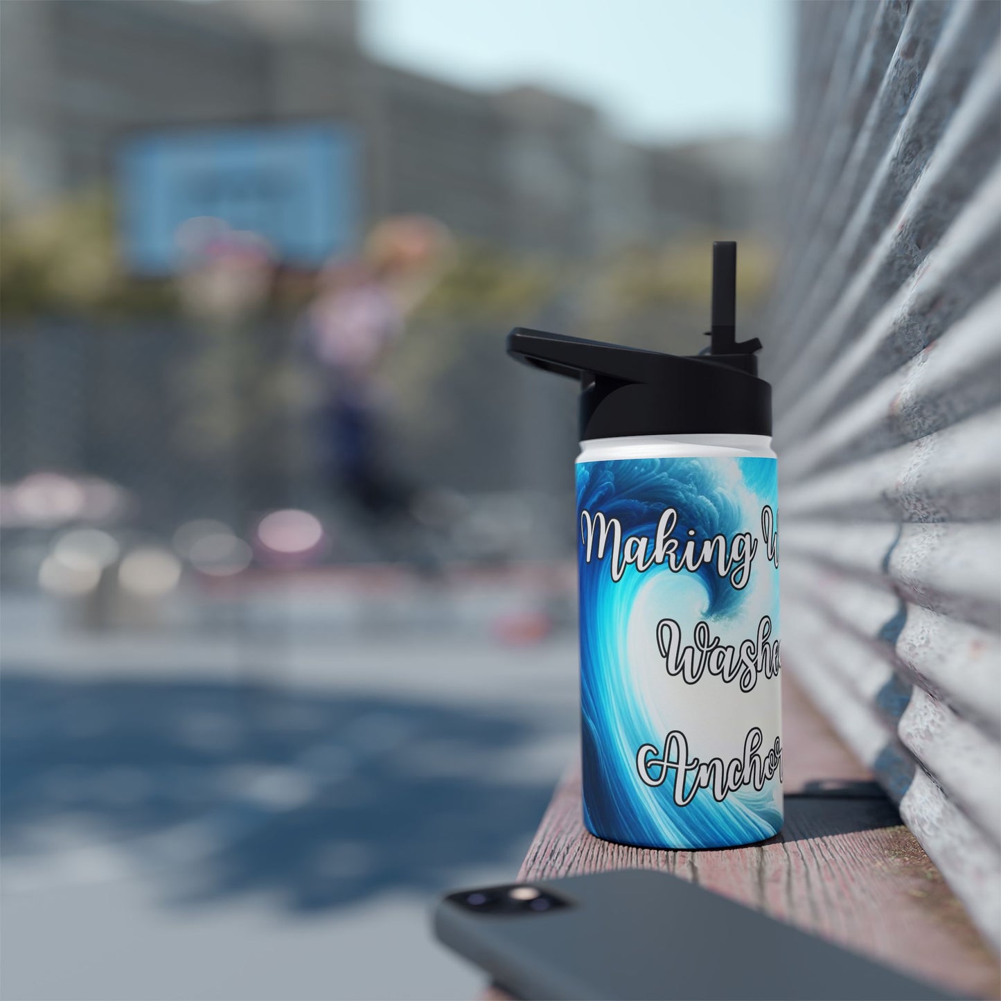 Love, Faith & Anchored Waves Stainless Steel Water Bottle Design