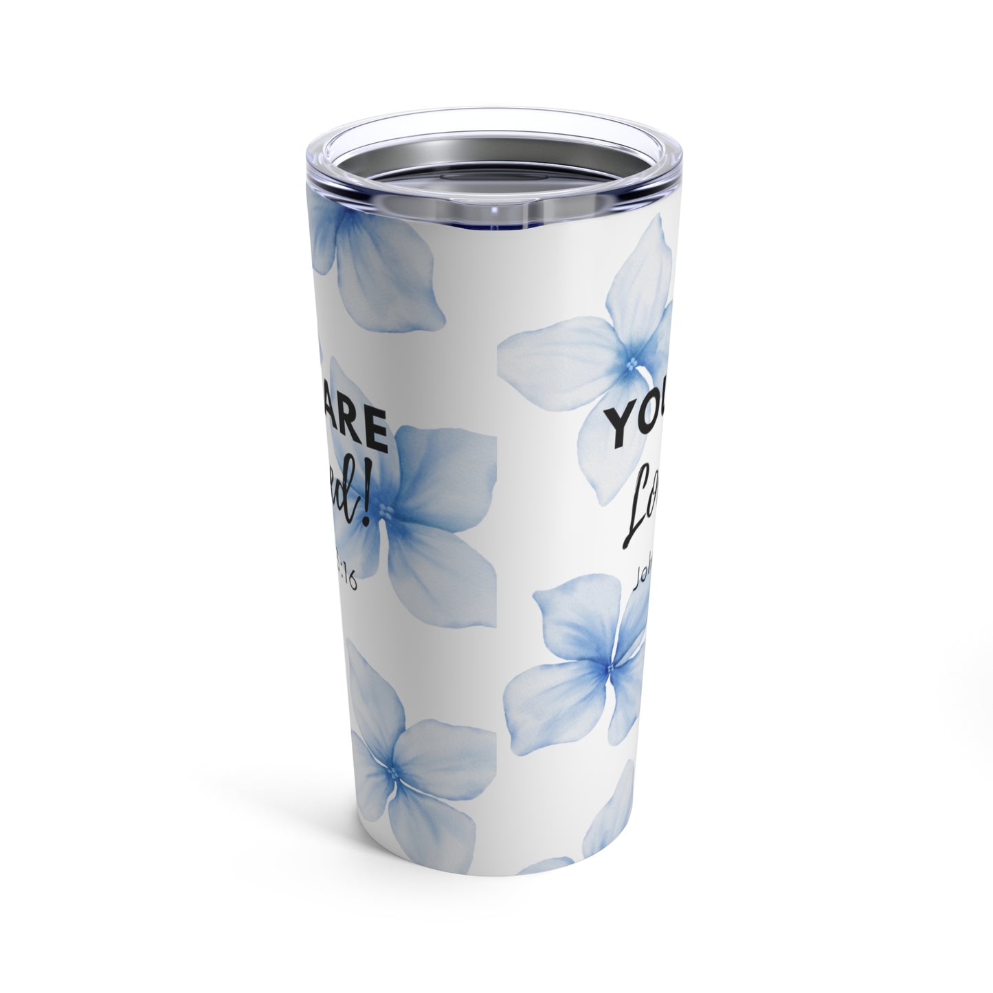 You Are Loved Blue Floral Tumbler 20oz