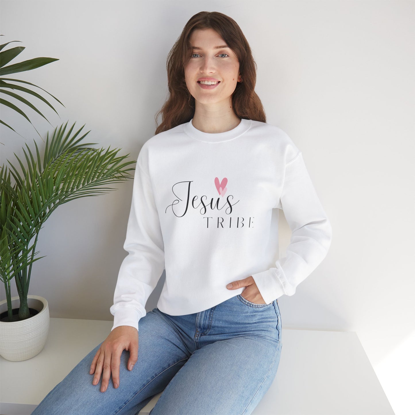 Embrace the Jesus Tribe: Women's Heavy Blend™ Crewneck Sweatshirt"\