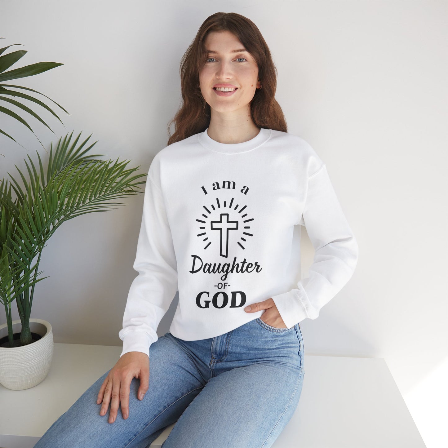 Daughter of God Crewneck Sweatshirt - Faith-Inspired Unisex Heavy Blend