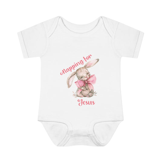 Cute Girl Easter Infant and Toddler Bodysuit - 'Hopping for Jesus' Design