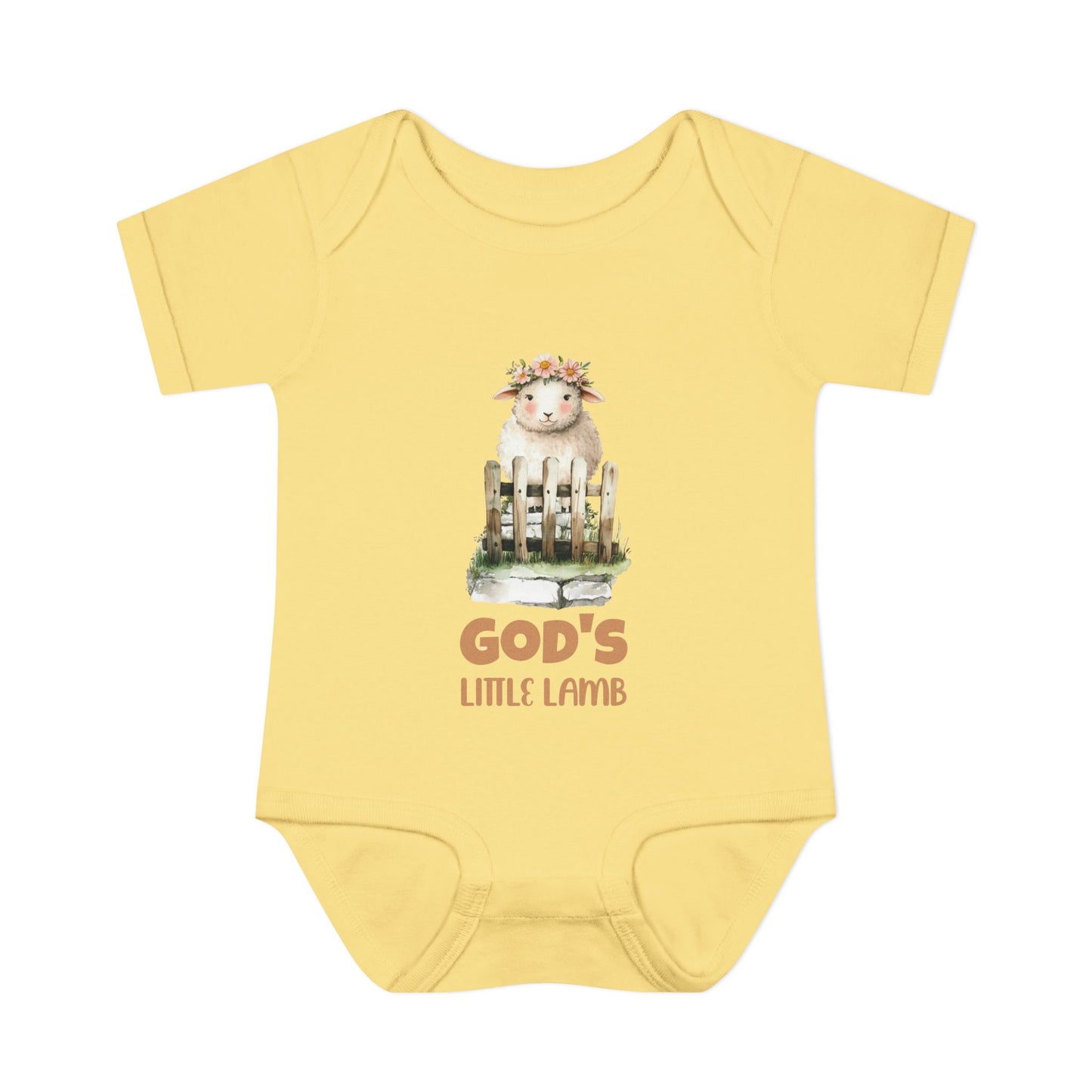 Cute Girl Rib Bodysuit - "God's Little Lamb" Design for Newborns and Toddlers