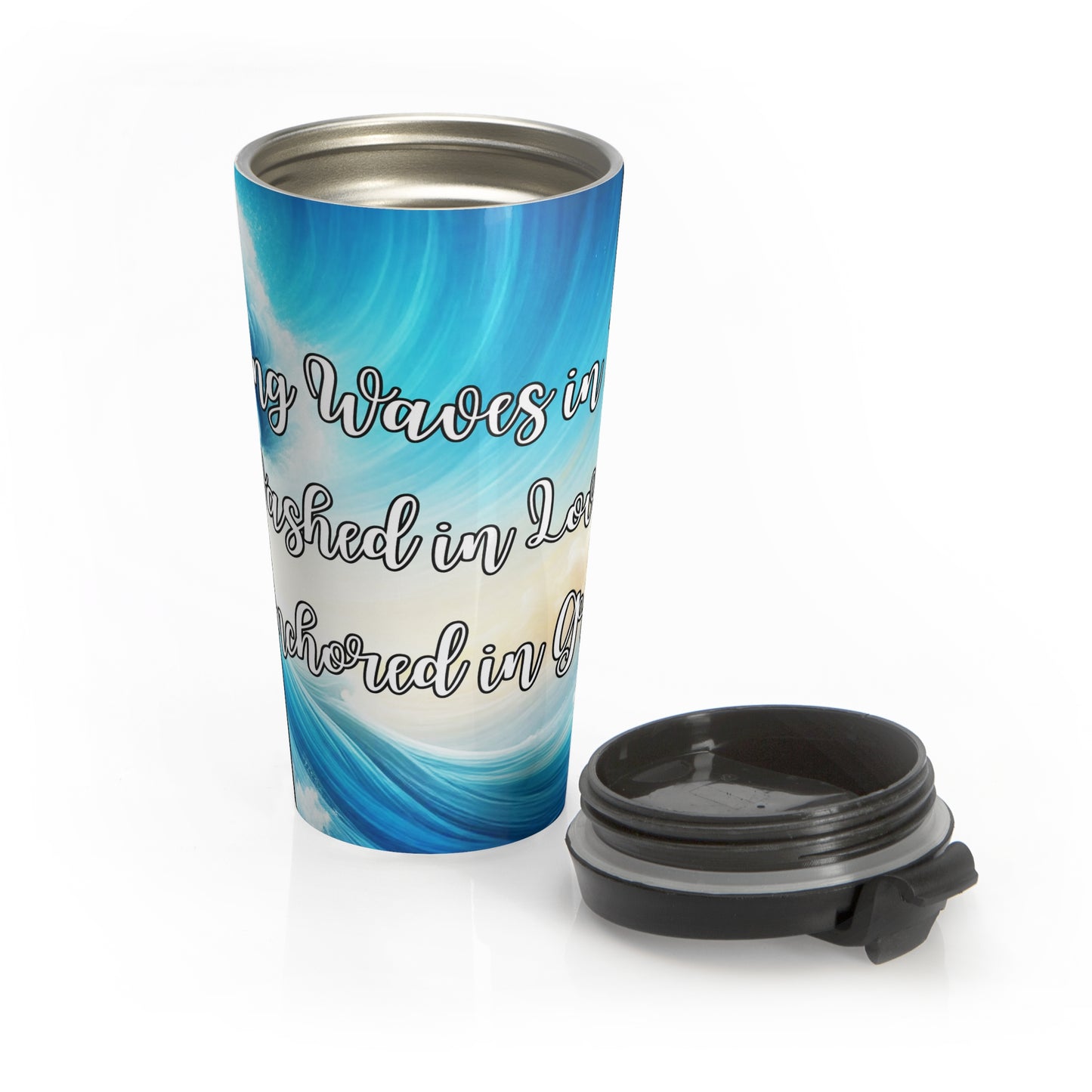 Inspirational Beach Waves Travel Mug - "Making Waves in Faith" - Perfect Gift for Ocean Lovers