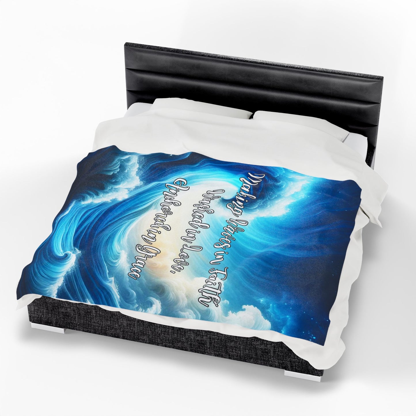 Making Waves in Faith, Anchored in Grace Velveteen Plush Blanket