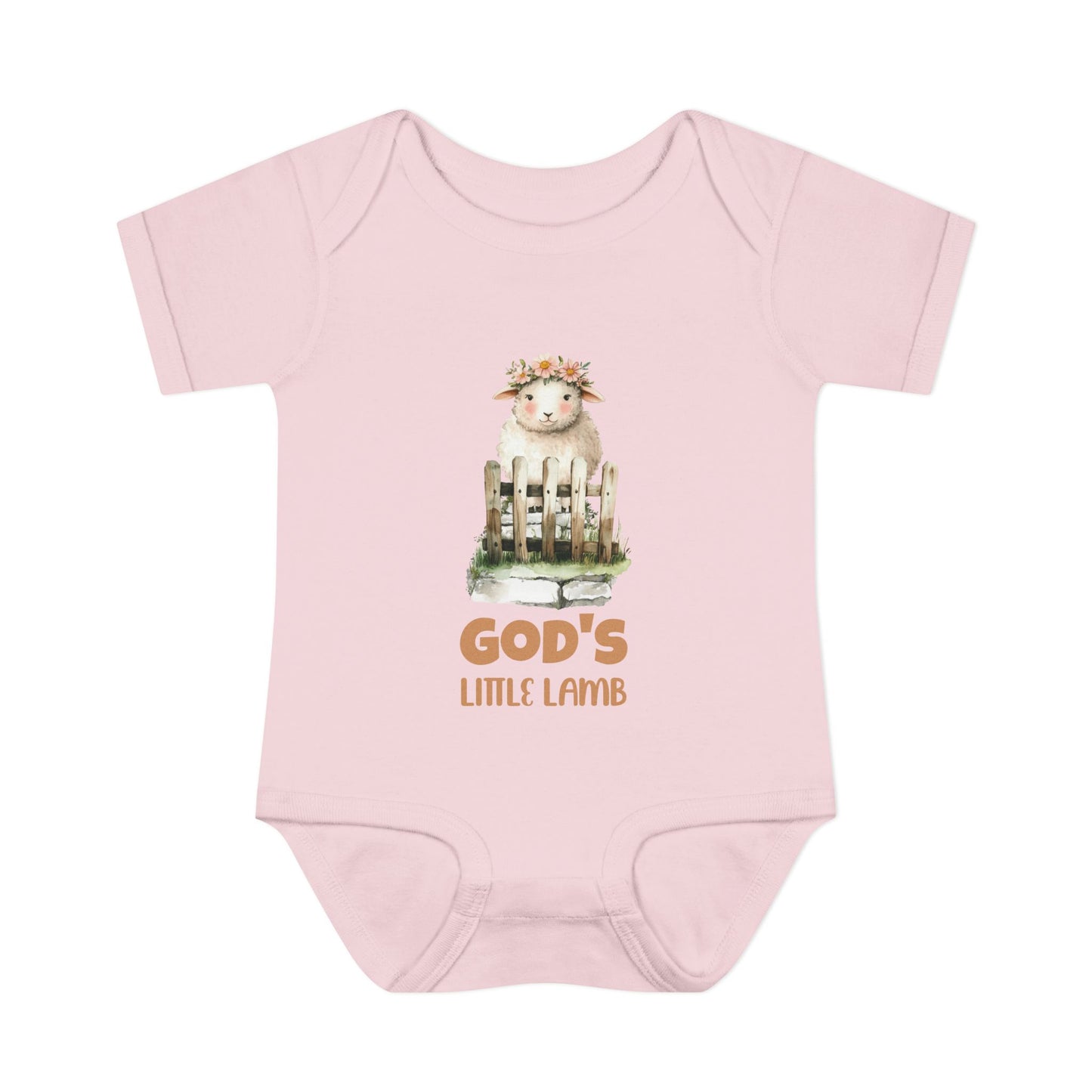 Cute Girl Rib Bodysuit - "God's Little Lamb" Design for Newborns and Toddlers