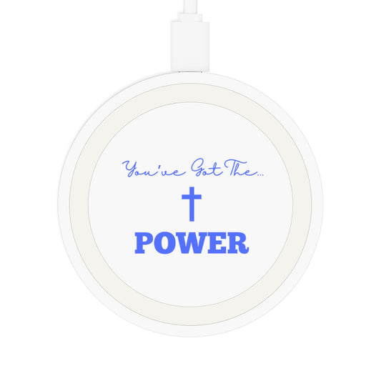 Christian Wireless Charging Pad, Power Charger Stand, Tech Gift for Him, iPhone Android Phone Charger, Blue Quake Design