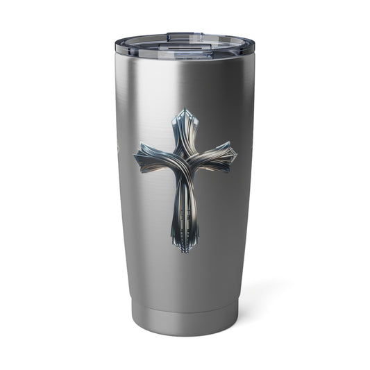 Forged Elegance: The Metallic Cross 20 oz Steel Tumbler