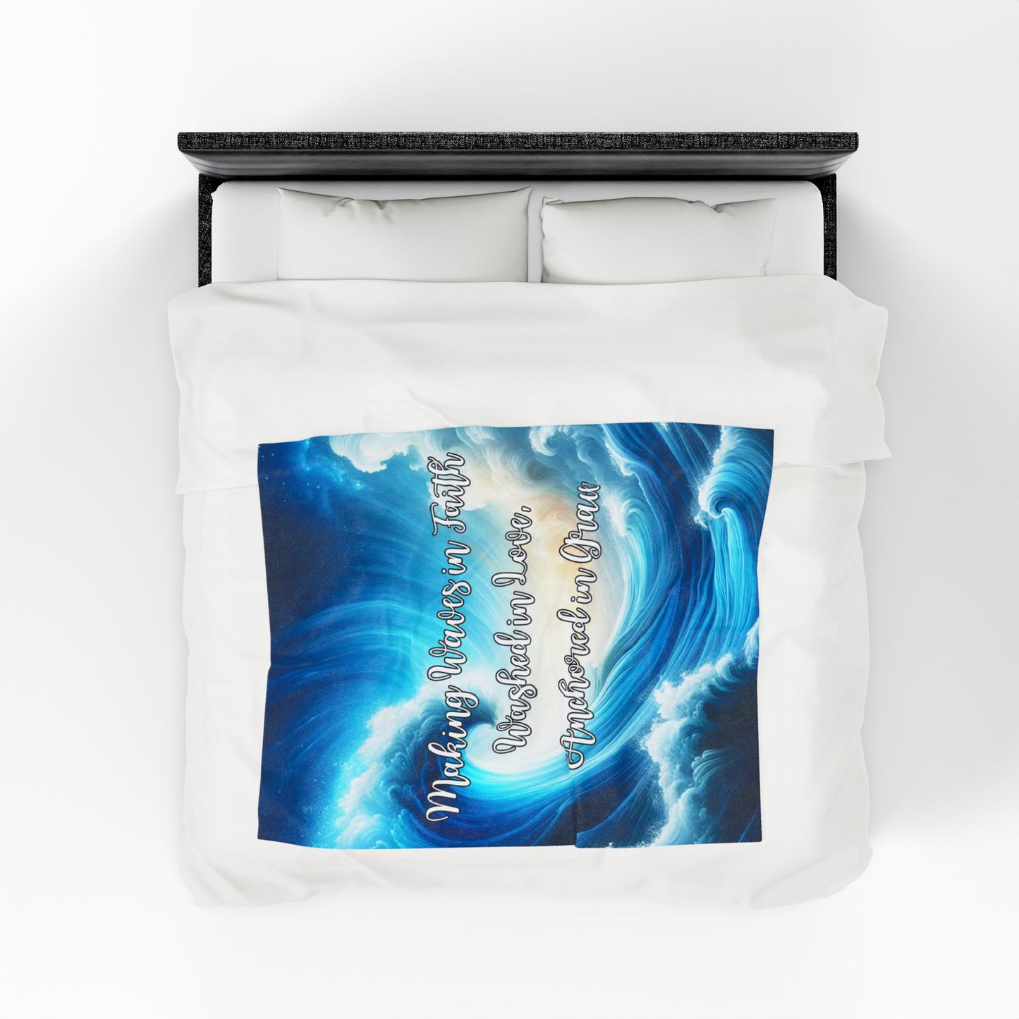 Making Waves in Faith, Anchored in Grace Velveteen Plush Blanket