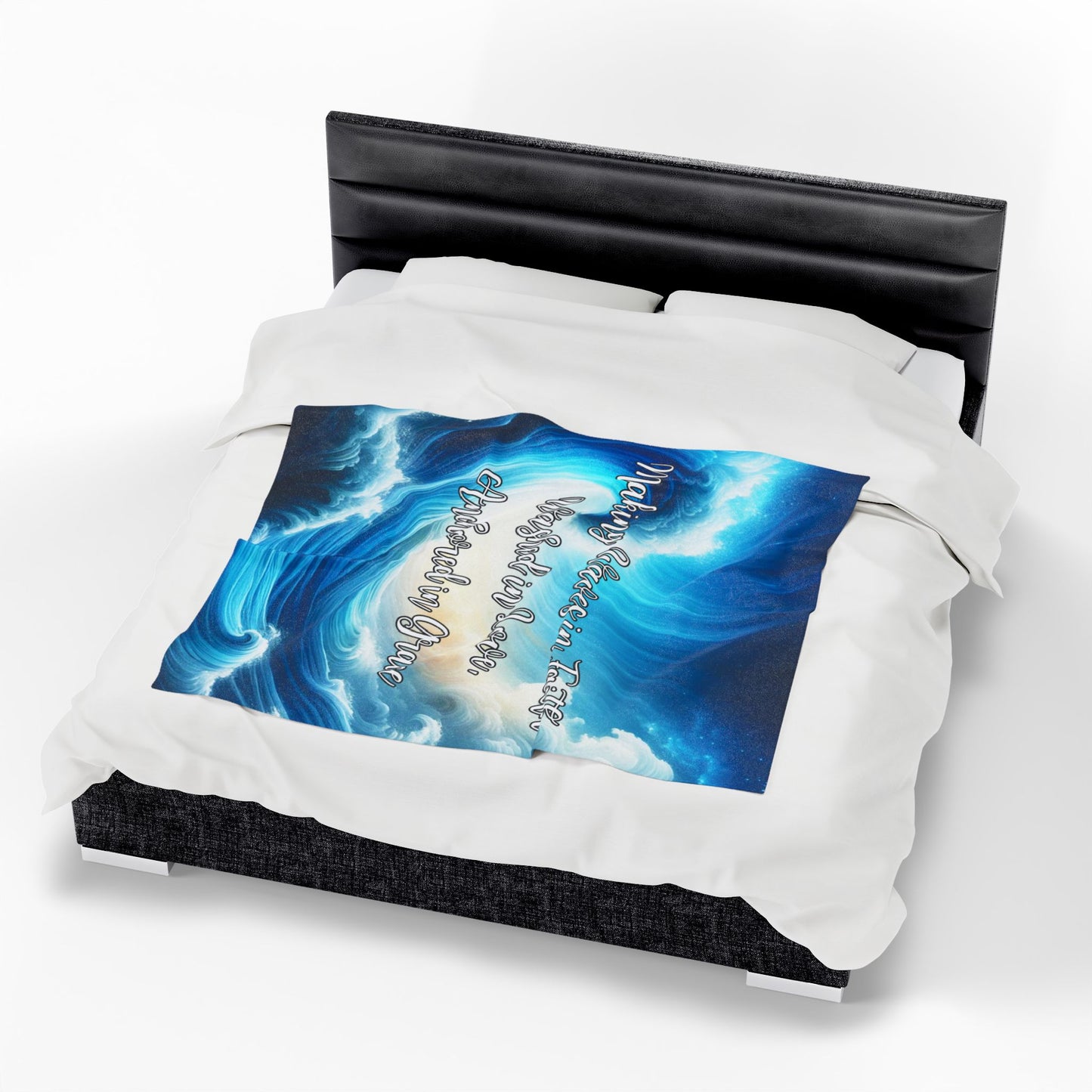 Making Waves in Faith, Anchored in Grace Velveteen Plush Blanket