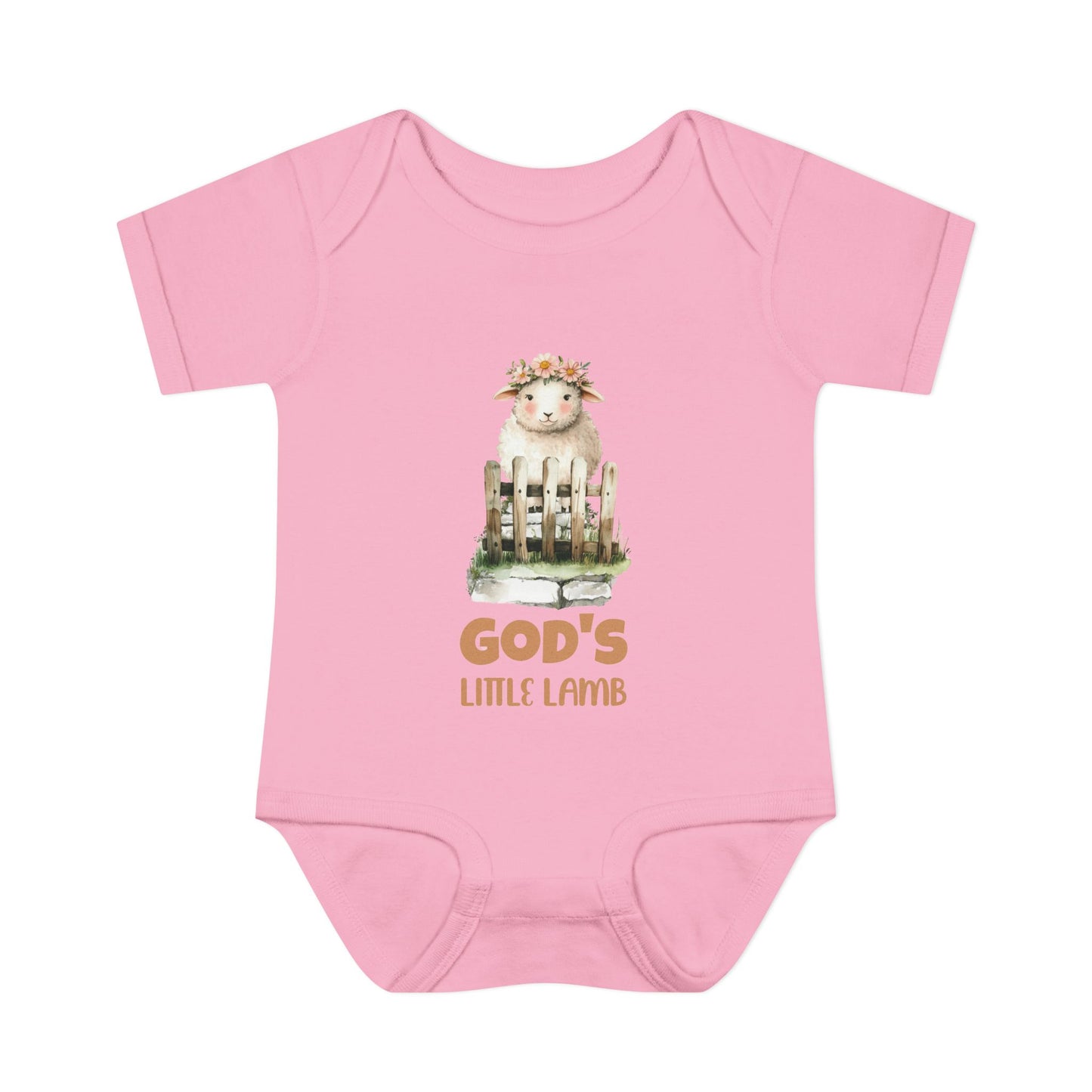 Cute Girl Rib Bodysuit - "God's Little Lamb" Design for Newborns and Toddlers