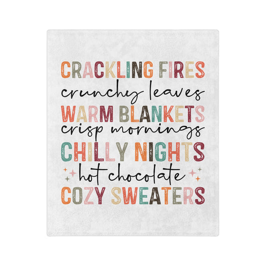 Velveteen Blanket Cozy - Fall & Winter Vibes, Fireside Snuggles, Hot Cocoa, Autumn Leaves, Microfiber Throw